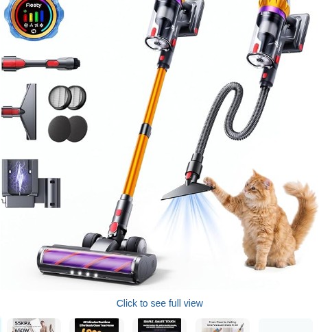 80Mins Cordless Vacuum Cleaner, 650W 55Kpa Stick Vacuum Cleaner for Home