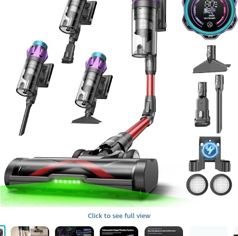 Ultenic U18 Pro Cordless Vacuum Cleaner, 55KPA/600W/80Mins Runtime